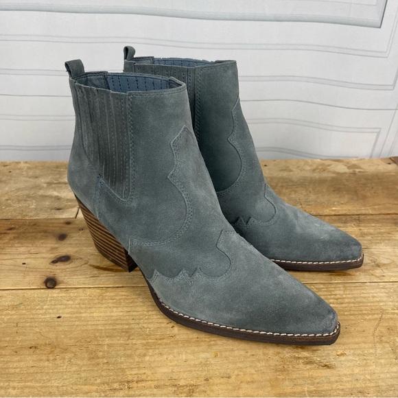 Sam Edelman "Winona" Blue/Gray Western‎ Suede Ankle Booties - Women's 8.5 - Picture 2 of 14
